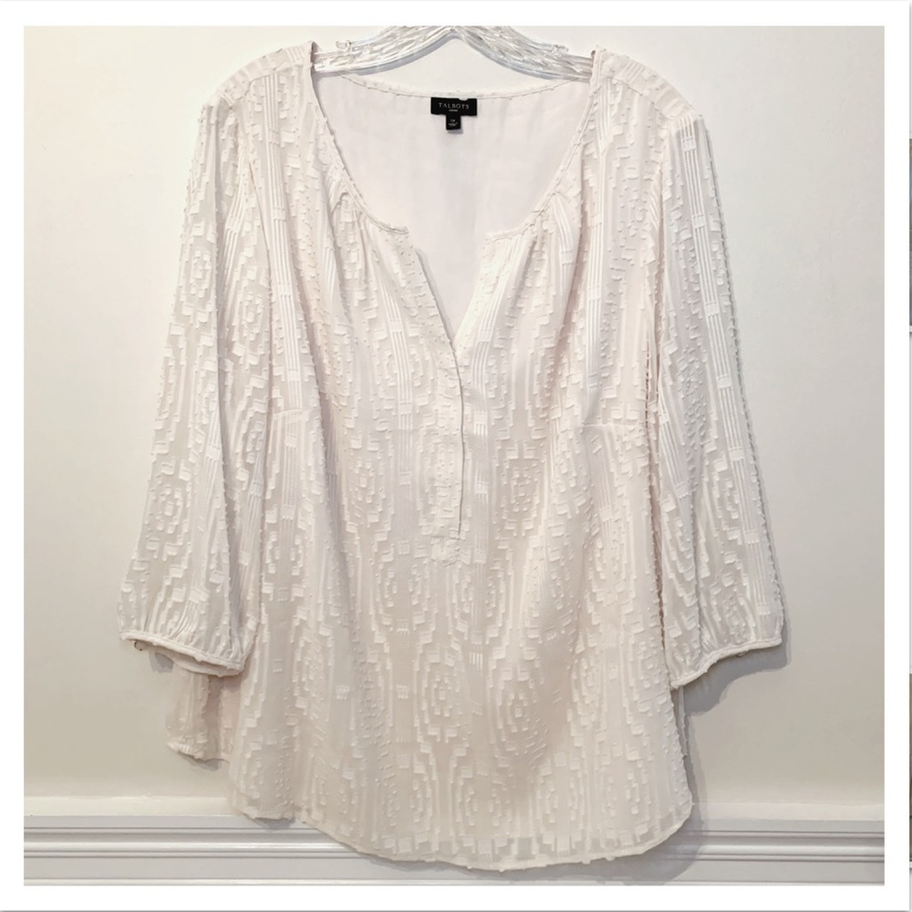 TALBOTS WOMAN Ivory Cream Textured Tunic Plus 1X